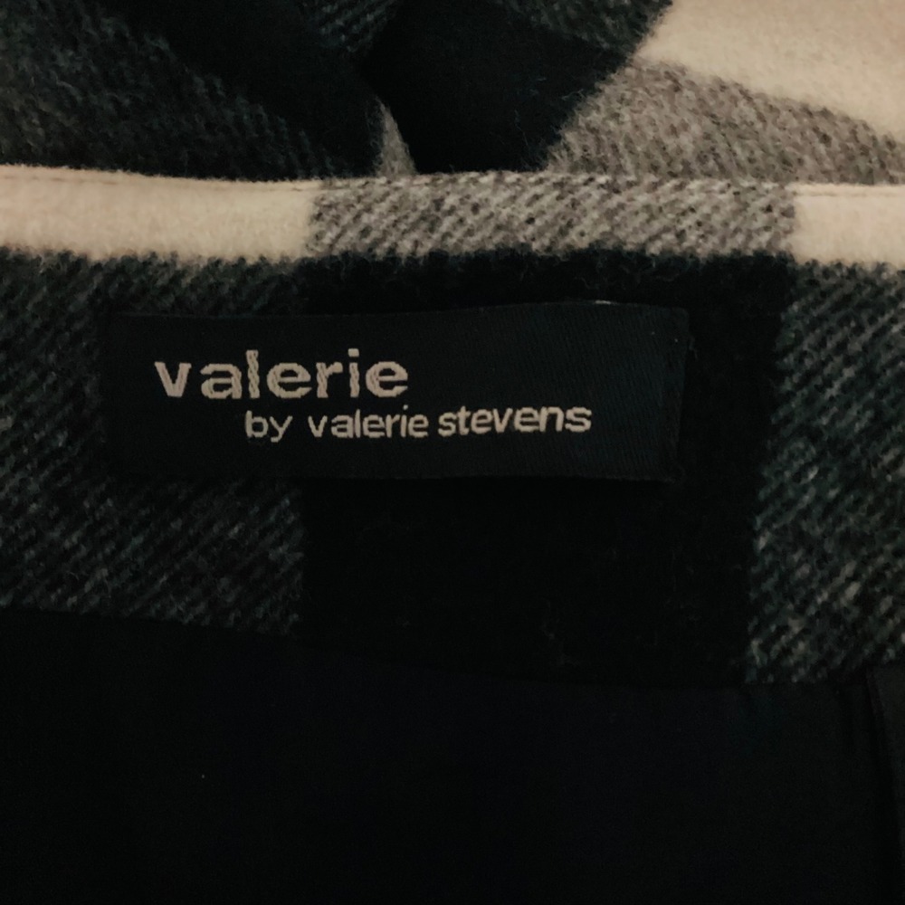 Valerie Stevens Wool Buffalo Plaid Maxi Skirt Black White Grey A-Line Size 14 - Picture 8 of 8